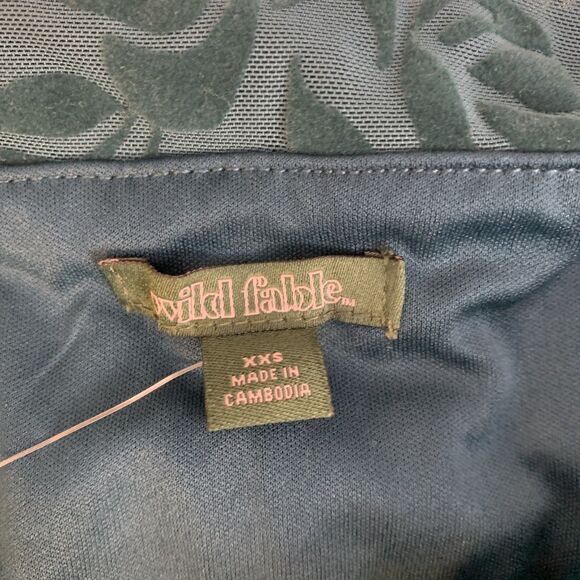 Wild Fable Women's Size XXS Long Sleeve Off The Shoulder Velvet Top Green - Picture 2 of 4